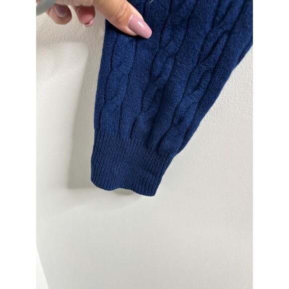 Brooks Brothers 1/4 Zip Sweater Mens L Scottish Lambswool Cable Knit Old Money - Picture 3 of 8